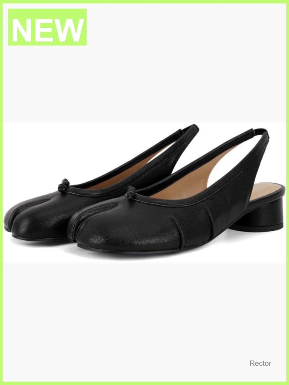 Split Toe Slingback Block Heel Pumps Women Chunky Heel Tabi Shoes